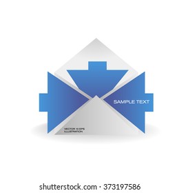 Creative template label or logo vector illustration with mail and arrows.
