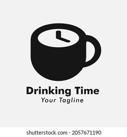 creative template logo glass with time. vector illustration