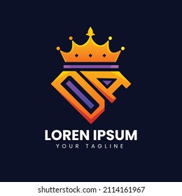 creative template logo leteer DA with Crown