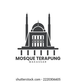 logotipo de plantilla creativa mezquita terapung makassar