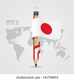 Creative Template with pencil flag banner  / can be used for infographics / banners / concept vector illustration
