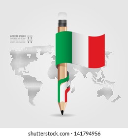 Creative Template with pencil flag banner  / can be used for infographics / banners / concept vector illustration