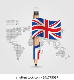 Creative Template with pencil flag banner  / can be used for infographics / banners / concept vector illustration