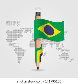 Creative Template with pencil flag banner  / can be used for infographics / banners / concept vector illustration