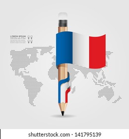 Creative Template with pencil flag banner  / can be used for infographics / banners / concept vector illustration