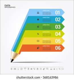 Creative Template with pencil for infographics. File is saved in AI10 EPS version. This illustration contains a transparency
