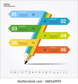 Creative Template with pencil for infographics. File is saved in AI10 EPS version. This illustration contains a transparency