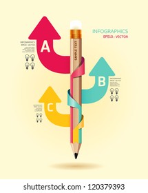 Creative Template with pencil ribbon arrow banner / can be used for infographics / banners / concept vector illustration