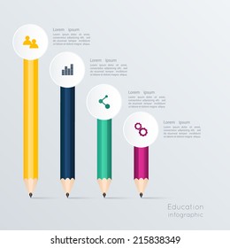 creative template with pencil ribbon banner flow chart, can be used for infographics and banners, concept vector illustration