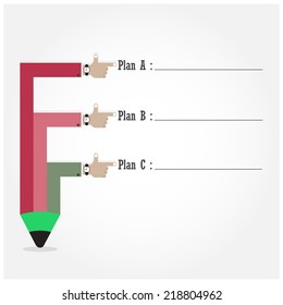 Creative template with pencil ribbon banner flow chart, can be used for infographics and banners. Business and education concept. Vector illustration