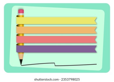 Creative Template with pencil ribbon banner, can be used for infographics or banners. Concept vector illustration.