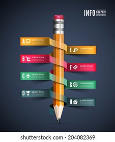 Creative Template with pencil ribbon. Infographics vector illustration