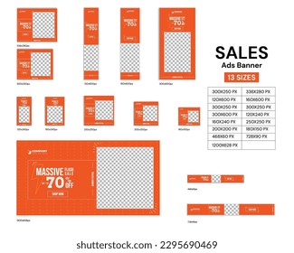 Creative Template Of Products Sale For Promotional Marketing Purpose, Editable Ads Banner In Orange Theme