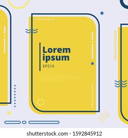Creative template rectangle frame border yellow and blue geometric circle, triangle, rounded line background minimal style. You can use for design cover brochure, poster, banner web, flyer, etc.