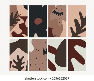 Creative templates with abstract brush strokes, freehand shapes. Trendy set design for brochures, poster, print for clothes, card, social media content, fabric typography decor
