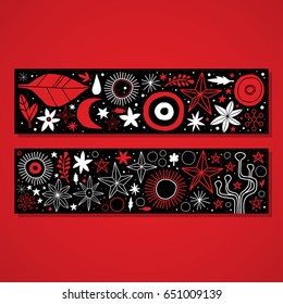 Creative templates with flowers and abstract hand drawn elements. Useful for advertising, graphic design, invitations, cards and posters.