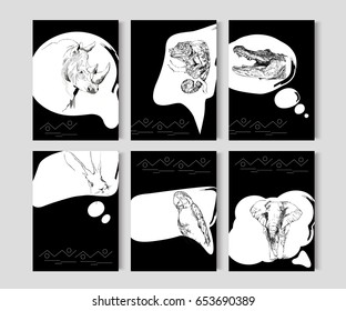 Creative templates with speech bubble and animals.