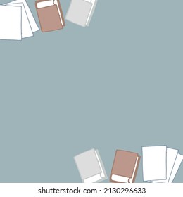 Creative templates for your ideas! Dive into our hand-drawn vector illustration showcasing a book and blank paper against a blue background, offering ample space for text and designs
