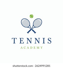 Creative tennis ball logo design with racket. Logo for sports, clubs and emblems.