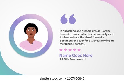 Banner Testimonial Creativo, Cita , Infografía, Plantilla de Banner Ilustración de vectores Editable