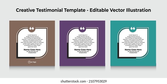 Creative Testimonial banner, Quote , Infographic, Banner Template Editable Vector Illustration