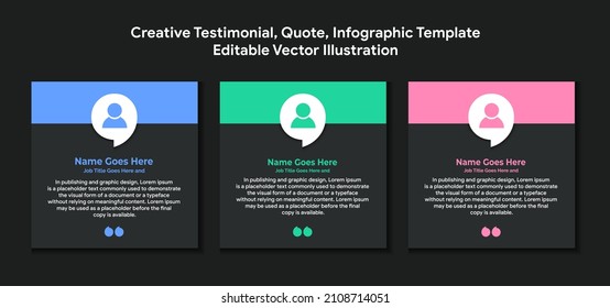 Creative Testimonial Banner, Quote , Infographic Template Editable Vector Illustration 