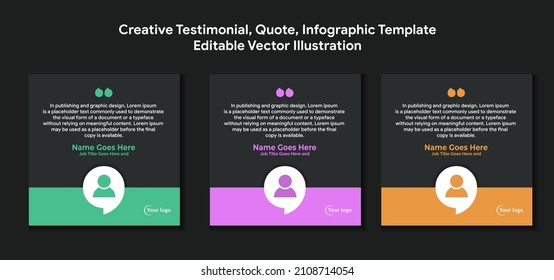 Creative Testimonial Banner, Quote , Infographic Template Editable Vector Illustration 