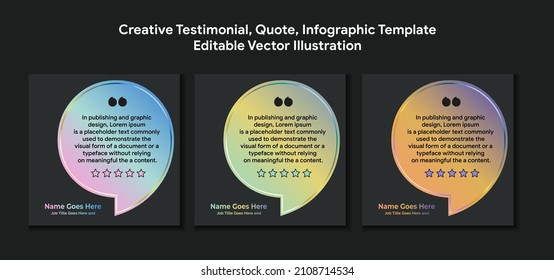 Creative Testimonial Banner, Quote , Infographic Template Editable Vector Illustration 