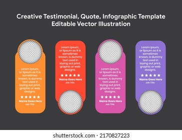 Creative Testimonial banner, Quote , Infographic, Banner Template Editable Vector Illustration