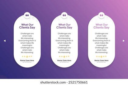 Creative Testimonial Editable Vector template, Empty speech bubbles, What our Clients Say, Quote, Review, Feedback design, Infographic Template, Label, editable text box layout, recommendation note