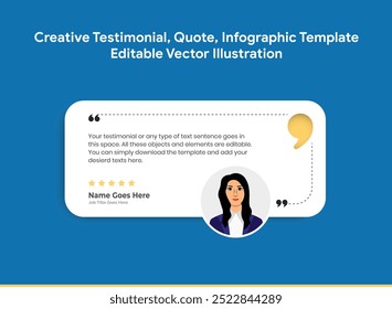 Creative Testimonial Editable Vector template, Empty speech bubbles, What our Clients Say, Quote, Review, Feedback, Infographic Template, Label, editable text box layout design, recommendation note