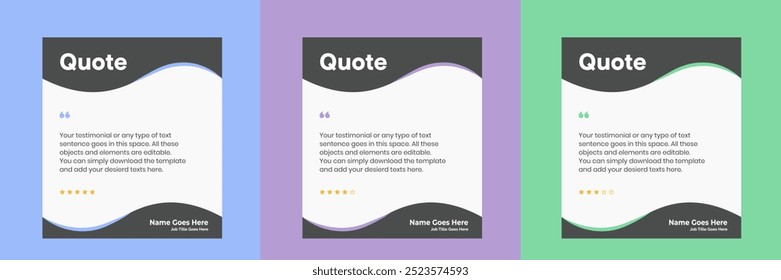 Creative Testimonial Editable Vector template, Empty speech bubbles, What our Clients Say, Quote, Review, Feedback, Infographic Template, Label, editable text box layout design, recommendation note