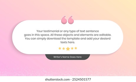 Creative Testimonial Editable Vector template, Empty speech bubbles, What our Clients Say, Quote, Review, Feedback, Infographic Template, Label, editable text box layout design, recommendation note