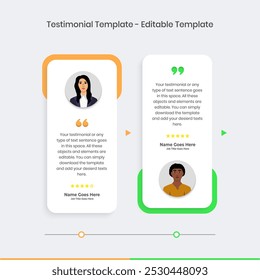 Creative Testimonial Editable Vector template, Empty speech bubbles, What our Clients Say, Quote, Review, Feedback, Infographic Template, Label, editable text box layout design, recommendation note
