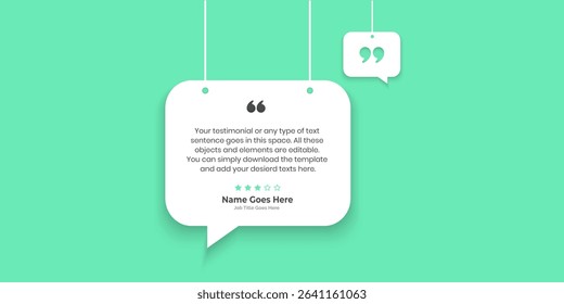 Creative Testimonial Editable Vector template, Empty speech bubbles, What our Clients Say, Quote, Review, Feedback, Infographic Template, Label, editable text box layout design, recommendation note