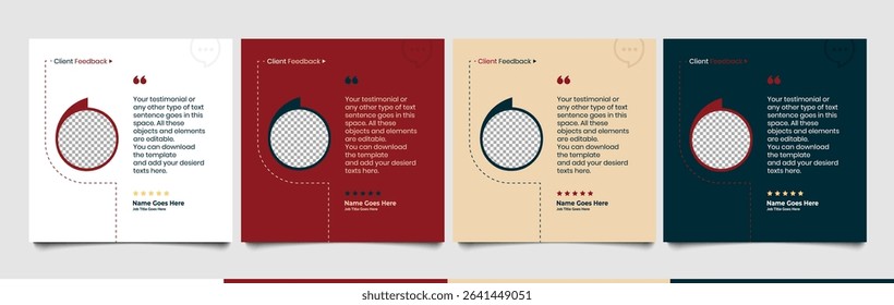 Creative Testimonial Editable Vector template, Empty speech bubbles, What our Clients Say, Quote, Review, Feedback, Infographic Template, Label, text box layout design, recommendation note, rate us