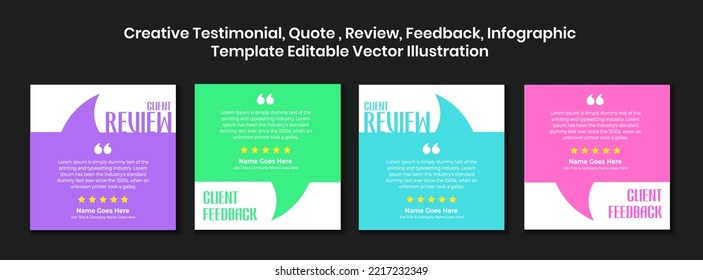 Creative Testimonial, Quote , Client Review, Feedback, Infographic Template Editable Vector Illustration 