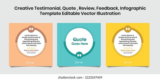 Creative Testimonial, Quote , Client Review, Feedback, Infographic Template Editable Vector Illustration 