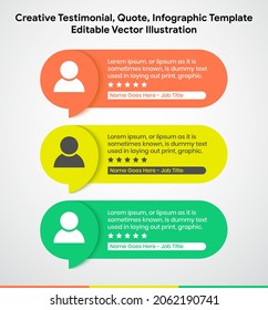 Creative Testimonial, Quote , Infographic Template Editable Vector Illustration 