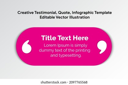 Testimonios Creativos, Cotización , Plantilla Infográfica Ilustración de Vector Editable 