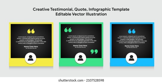 Creative Testimonial, Quote , Infographic Template Editable Vector Illustration 