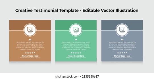 Creative Testimonial, Quote , Infographic Template Editable Vector Illustration
