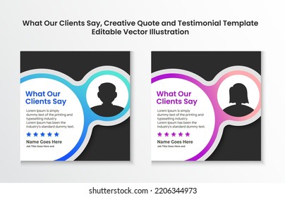 Creative Testimonial, Quote , Infographic Template Editable Vector Illustration 