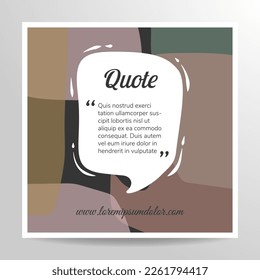 Creative Testimonial, Quote , Infographic Template Editable Vector Illustration. black background with pink, green and brown element. speech bubble for place of text on white color. square layout.