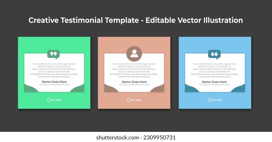 Creative Testimonial, Quote , Infographic Template Editable Vector Illustration 