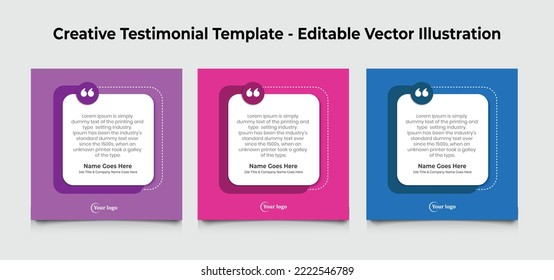 Creative Testimonial, Quote , Review, Feedback, Infographic Template, Label, Editable Vector Illustration 