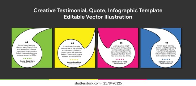 Testimonios Creativos , Cita , Lo Que Dicen Nuestros Clientes , Plantilla Infográfica Ilustración De Vectores Editable 