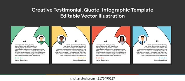 Testimonios Creativos , Cita , Lo Que Dicen Nuestros Clientes , Plantilla Infográfica Ilustración De Vectores Editable 