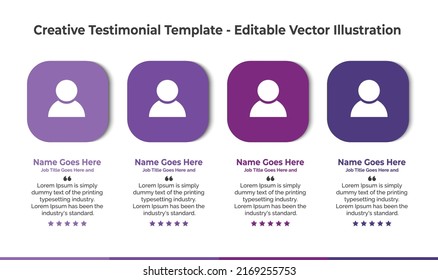 Creative Testimonial Template,  Quote, Infographic Template Editable Vector Illustration 