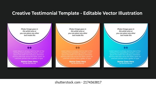 Creative Testimonial Template, Quote , Infographic, Banner Template Editable Vector Illustration